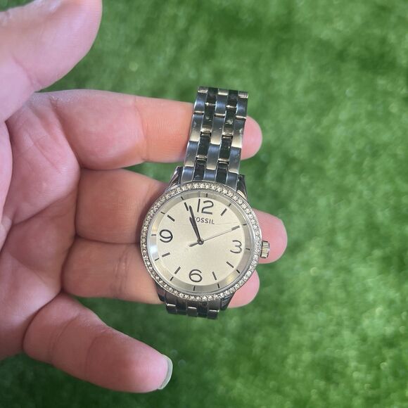 Womens Fossil BQ1422 Stella Ladies Steel Bracelet Glitz Bezel Wrist Watch Used - Picture 1 of 5